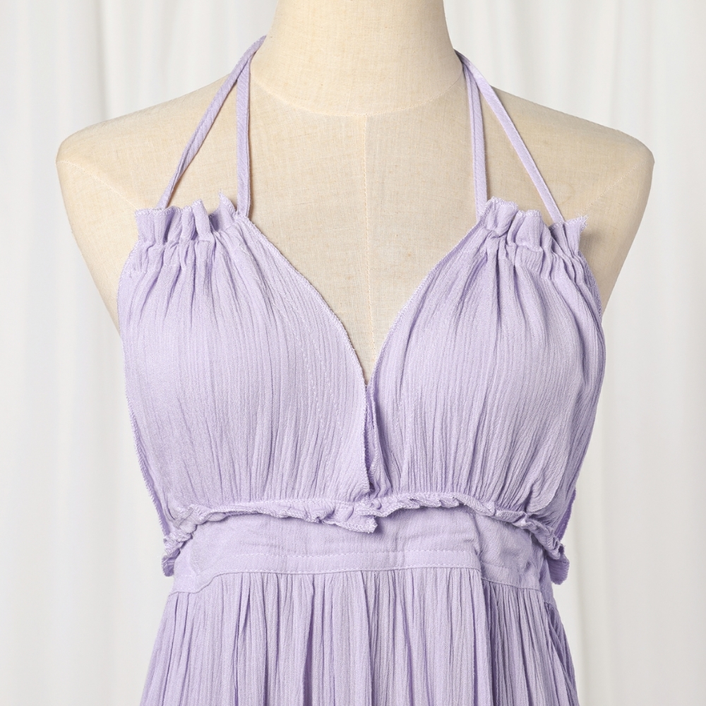 Lilac / Lavender Purple Boho Halter Dress - Picture 13 of 16